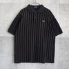 Fred Perry 徽标刺绣条纹短袖黑色 Polo 衫
