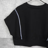 アンダースンベル アンダーソンベル インサイドアウト アシンメトリースリーブ ショート丈 スウェット ブラック レディース - NEWSED
