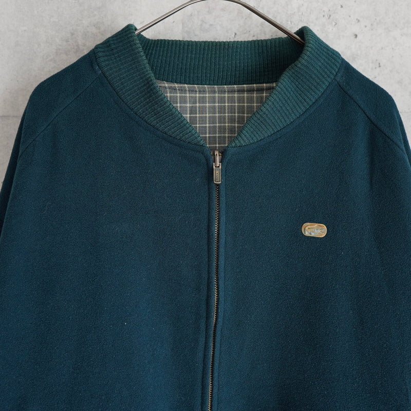 ラコステ リバーシブル ブルゾン スタジャン ロゴパッチ チェック柄 グリーン/カーキ - NEWSED