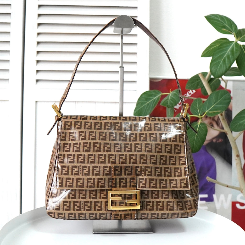 Fendi Mamma Bucket Zucchino 涂层帆布单肩包 驼色