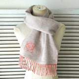 ロエベ アナグラム ダブルフェイス リバーシブル ウール アンゴラ マフラー ピンク / グレー - NEWSED