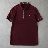 バーバリー ブラック レーベル ノバチェック柄 ホースロゴ 刺繍 半袖ポロシャツ ボルドー - NEWSED