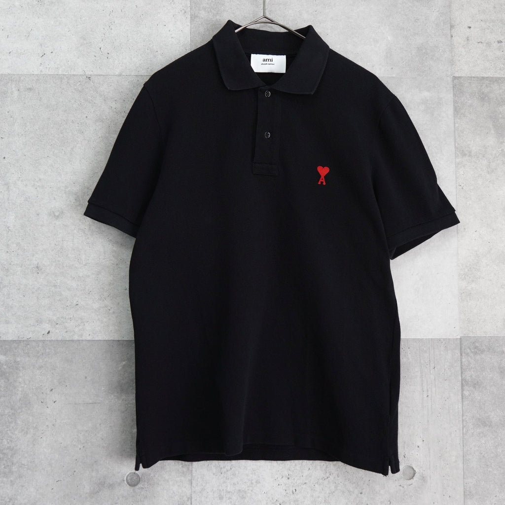 Amiparis 心形徽标短袖 Polo 衫 黑色