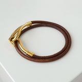 エルメス レザー ジャンボ チョーカー ブレスレット ブラウン - NEWSED