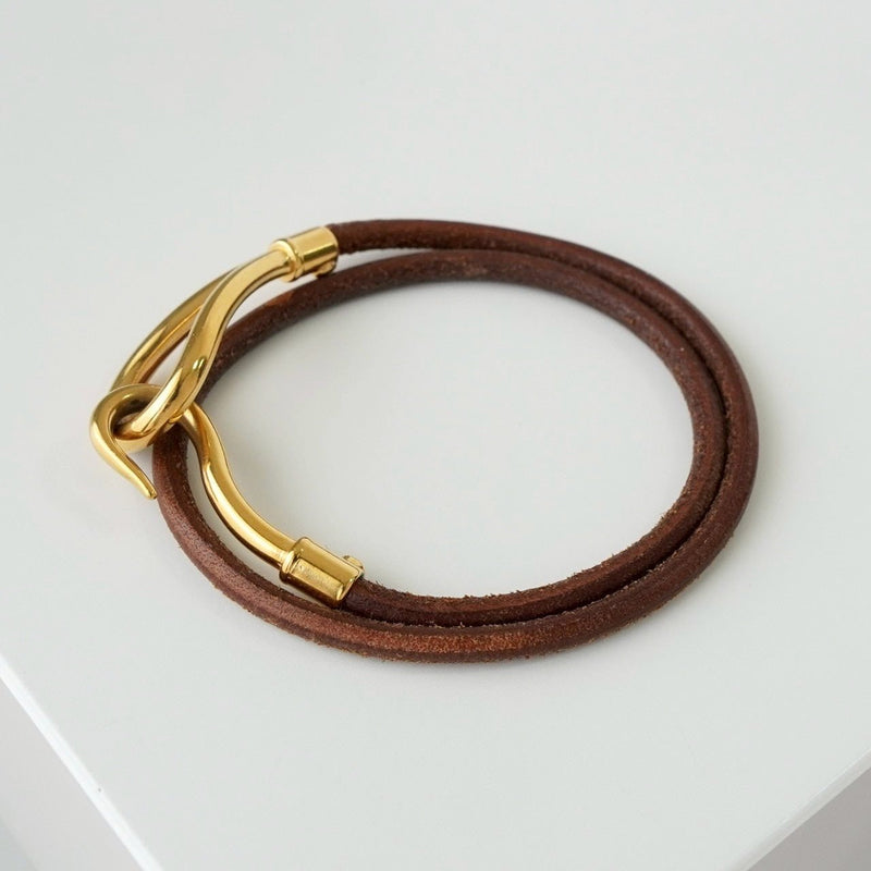 エルメス レザー ジャンボ チョーカー ブレスレット ブラウン - NEWSED