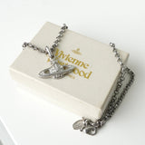 ヴィヴィアン ウエストウッド オーブ ラインストーン シルバー ネックレス 箱付き - NEWSED