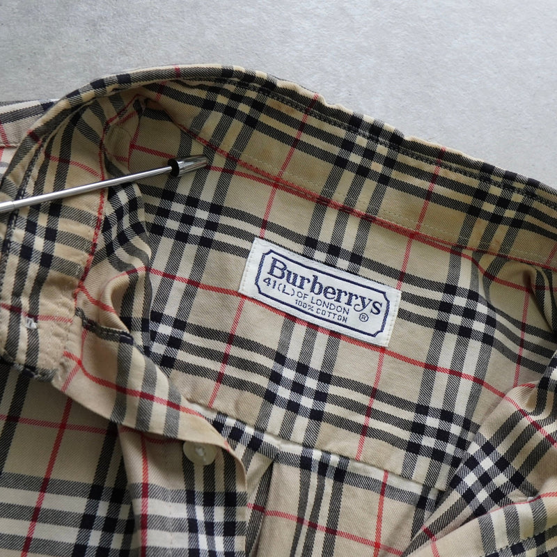 バーバリー ノバチェック柄 ホースロゴ 刺繍 長袖シャツ ベージュ - NEWSED