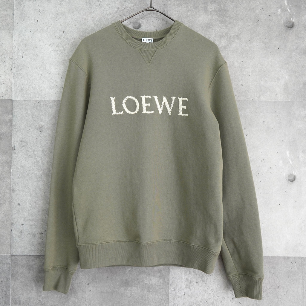 LOEWE 徽标刺绣运动衫（卡其灰色）