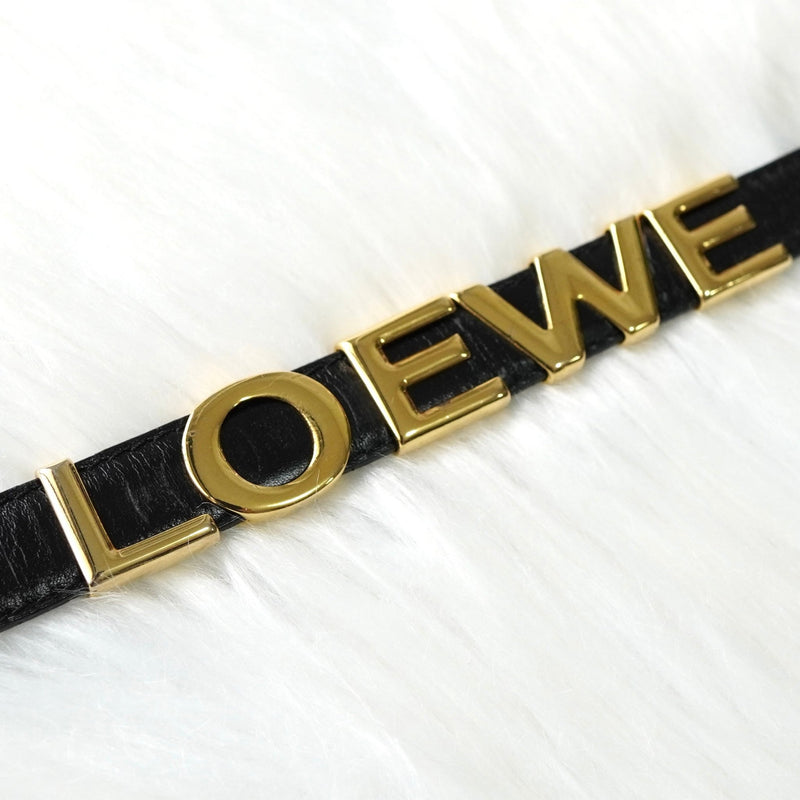 ロエベ ヴィンテージ ロゴ ゴールド金具 ベルト ブラック レディース - NEWSED