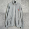 プレイ コム デ ギャルソン ハートロゴ ジップアップ スウェット グレー