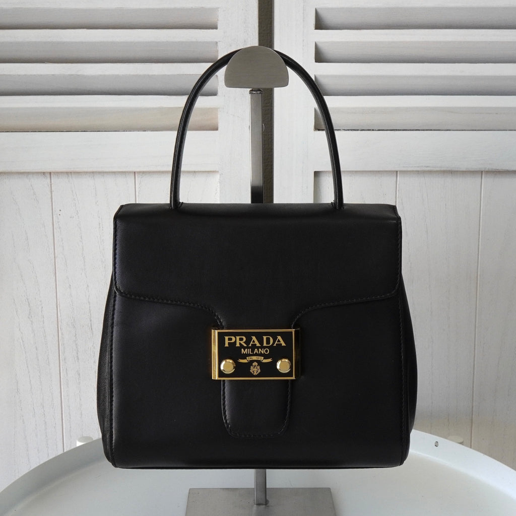 Prada 纳帕皮革手提包迷你包黑色