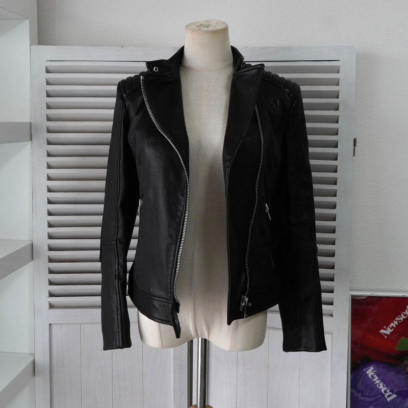 プラダ ダブル レザージャケット レディース ブラック - NEWSED