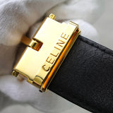 セリーヌ ヴィンテージ ロゴバックル レザー ブラック - NEWSED