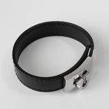 サルバトーレ フェラガモ ガンチーニ レザー ブレスレット シルバー / ブラック 箱付き - NEWSED