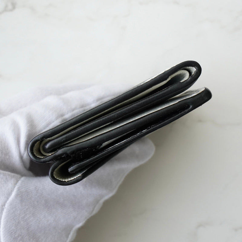 バレンシアガ ペーパーミニ レザー 三つ折り財布 コンパクトウォレット ブラック - NEWSED