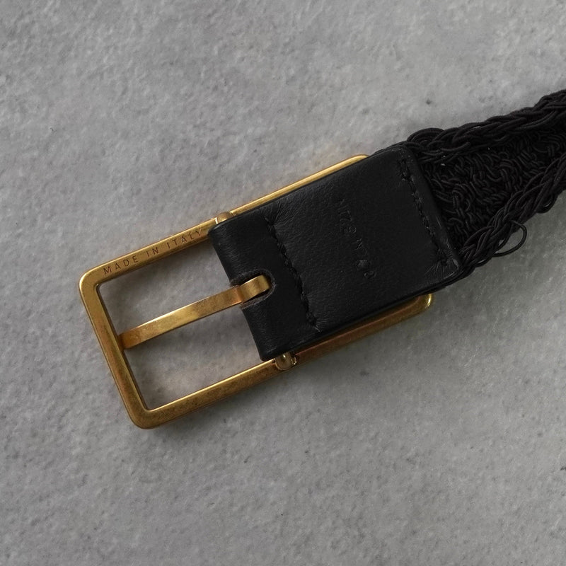 ボッテガ ヴェネタ 編み込み ナロー ベルト ゴールド / ダークブラウン - NEWSED