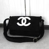 Chanel Coco Mark pile fabric novelty shoulder bag black