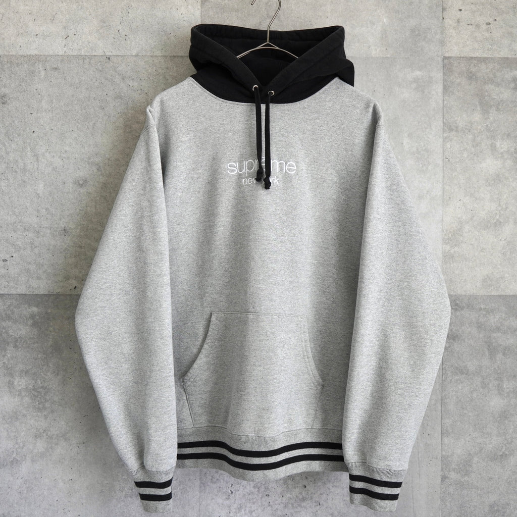 Supreme Logo 双色灰色连帽衫