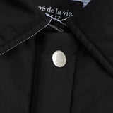 アクメドラビ 刺繍 リバーシブル ストライプ柄 中綿ブルゾン 中綿ジャケット ブラック / ブルー × ホワイト - NEWSED
