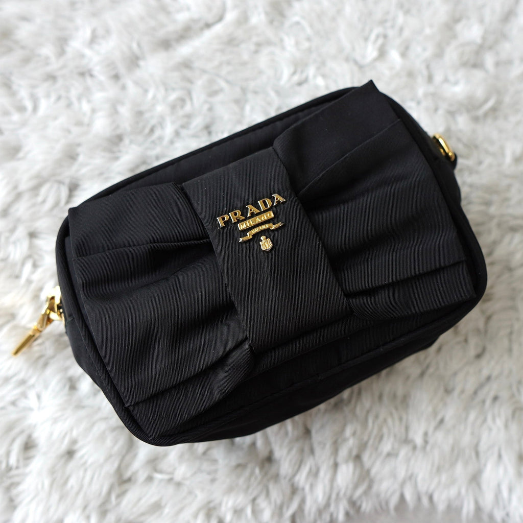 プラダ ポコノ テスート ナイロン リボン ポーチ ブラック
