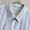 Maison Kitsune Tricolor Striped Long Sleeve Shirt in Blue
