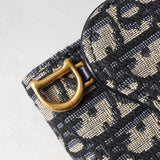 ディオール サドル オブリーク キャンパス / レザー 三つ折り財布 ネイビー - NEWSED