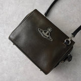 ヴィヴィアン ウエストウッド オーブ レザー ショルダーバッグ ダークブラウン - NEWSED