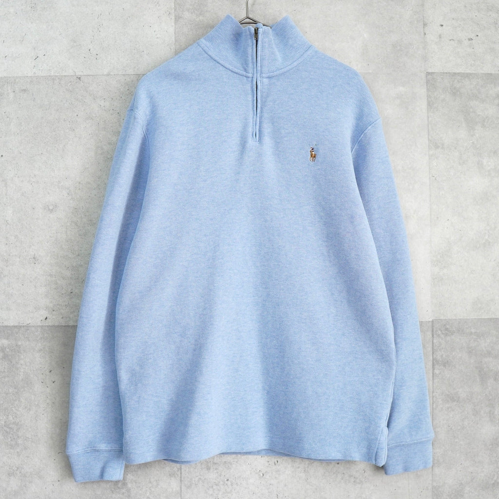 Polo Ralph Lauren 徽标半拉链运动衫 浅蓝色