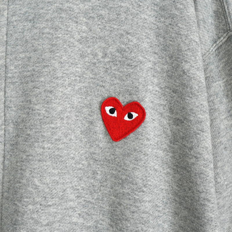 プレイ コム デ ギャルソン ハートロゴ ジップアップ スウェット グレー - NEWSED