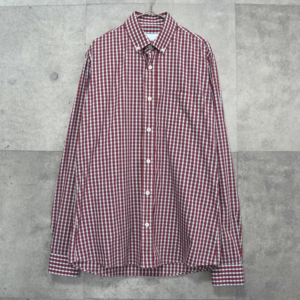 プラダ ギンガムチェック柄 長袖シャツ フォーマル メンズ レッド / ホワイト