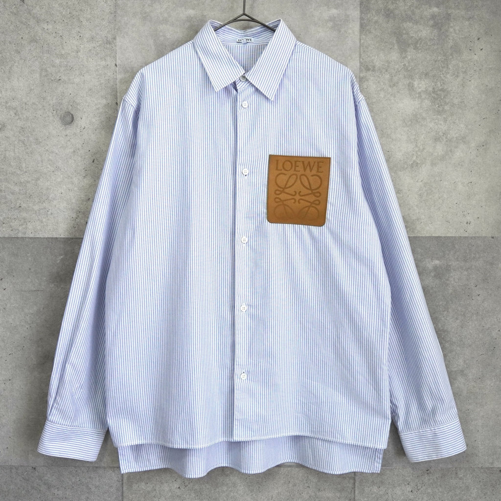 LOEWE ロエベ　シャツ　アナグラムレザーパッチ ロエベ アナグラム レザーパッチ ストライプ 長袖シャツ
