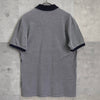 Gucci logo embroidered short sleeve polo shirt in navy/gray