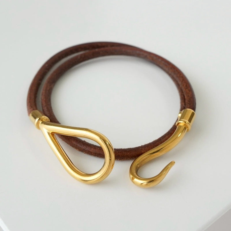 エルメス レザー ジャンボ チョーカー ブレスレット ブラウン - NEWSED