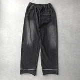 マーティンキム ユーズド加工 カットオフ イージパンツ デニム ジーンズ チャコールグレー - NEWSED