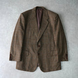 イヴ サンローラン ヴィンテージ チェック柄 ウール シングル テーラードジャケット キャメル - NEWSED