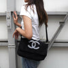 Chanel Coco Mark 绒面面料新颖单肩包 黑色