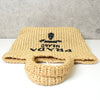 Prada Raffia Crochet Triangle Logo Handbag in Beige