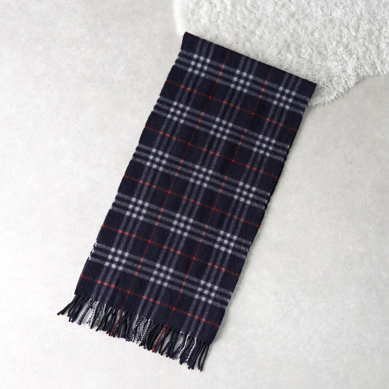 バーバリー マフラー カシミヤ ノバチェック ネイビー | ブランド古着