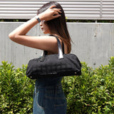 シャネル ニュートラべルライン キャンバス / レザー ハンドバッグ ボーリングバッグ ブラック - NEWSED