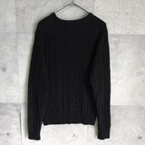 ポロ ラルフローレン スモールポニー コットン ケーブル ニット ブラック - NEWSED