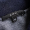 Gucci logo embroidered short sleeve polo shirt in navy/gray