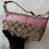 コーチ シグネチャー キャンバス ハンドバッグ ピンク ベージュ - NEWSED