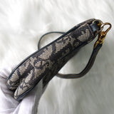 ディオール トロッター キャンバス / レザー サドルバッグ アクセサリーポーチ ハンドバッグ グレー / ネイビー - NEWSED