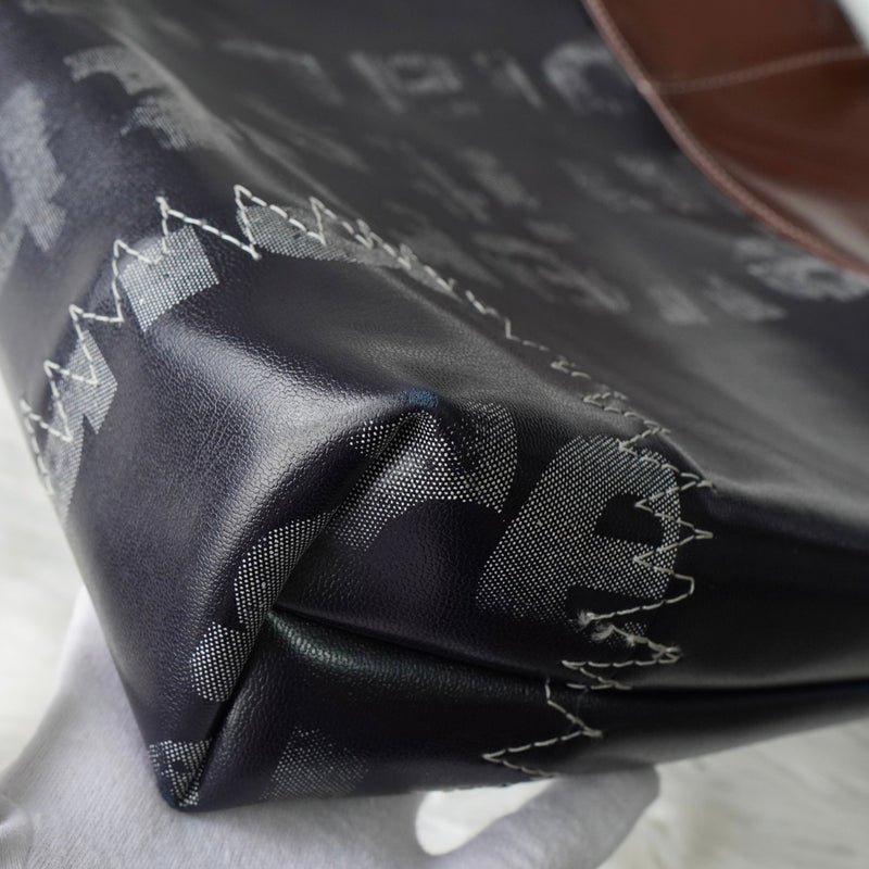 コムデギャルソン ステッチ トートバッグレザー ネイビー / ブラウン - NEWSED