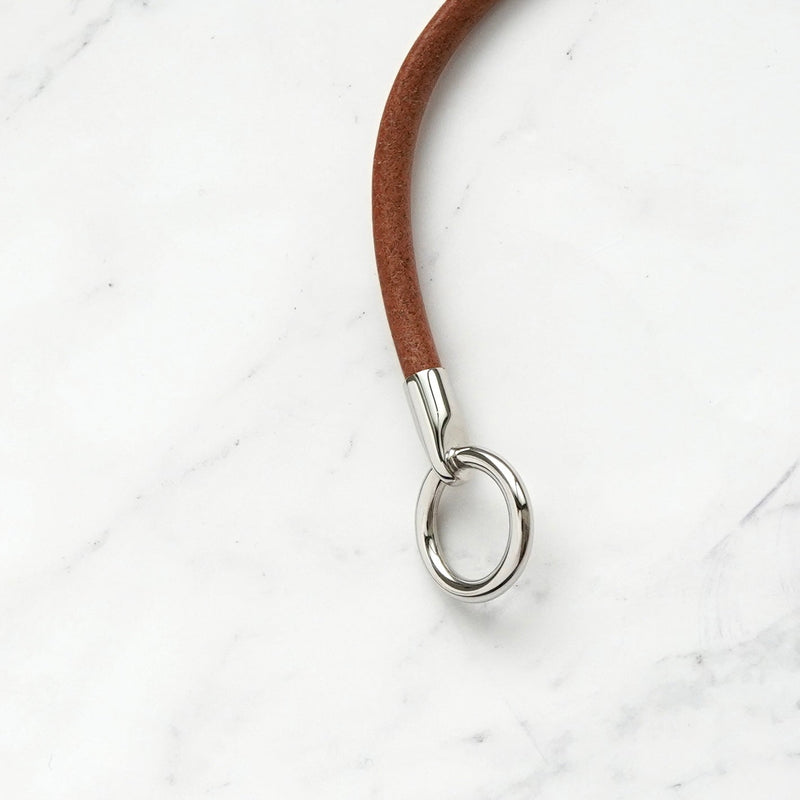 エルメス グレナン レザー ブレスレット ブラウン / シルバー - NEWSED