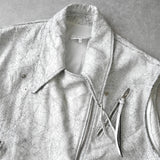 エムエムシックス メゾン マルジェラ オーバーサイズ ペンキ加工 ダブル ライダース ベスト ホワイト - NEWSED