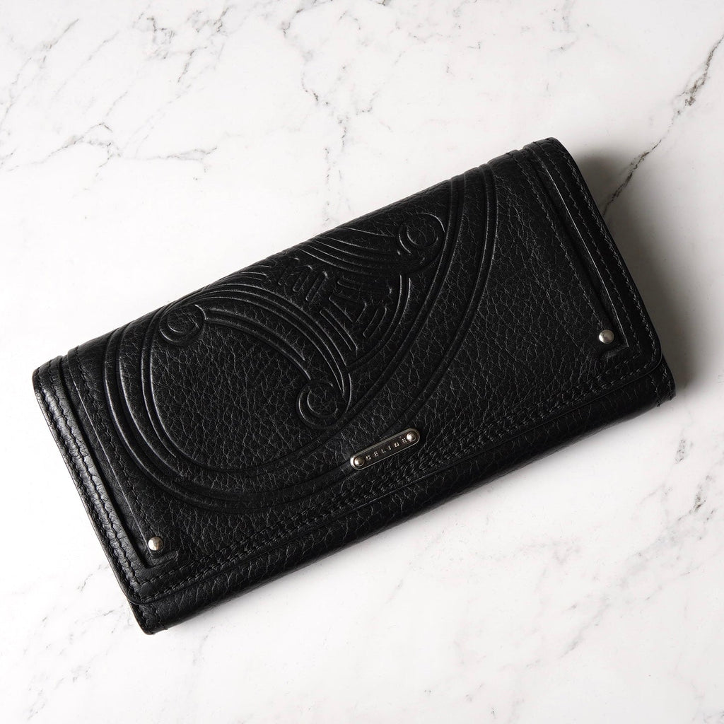 セリーヌ トリオンフ レザー 二つ折り長財布 ブラック