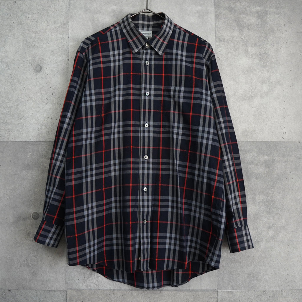 バーバリー ヴィンテージ ノバチェック 長袖シャツ ネイビー