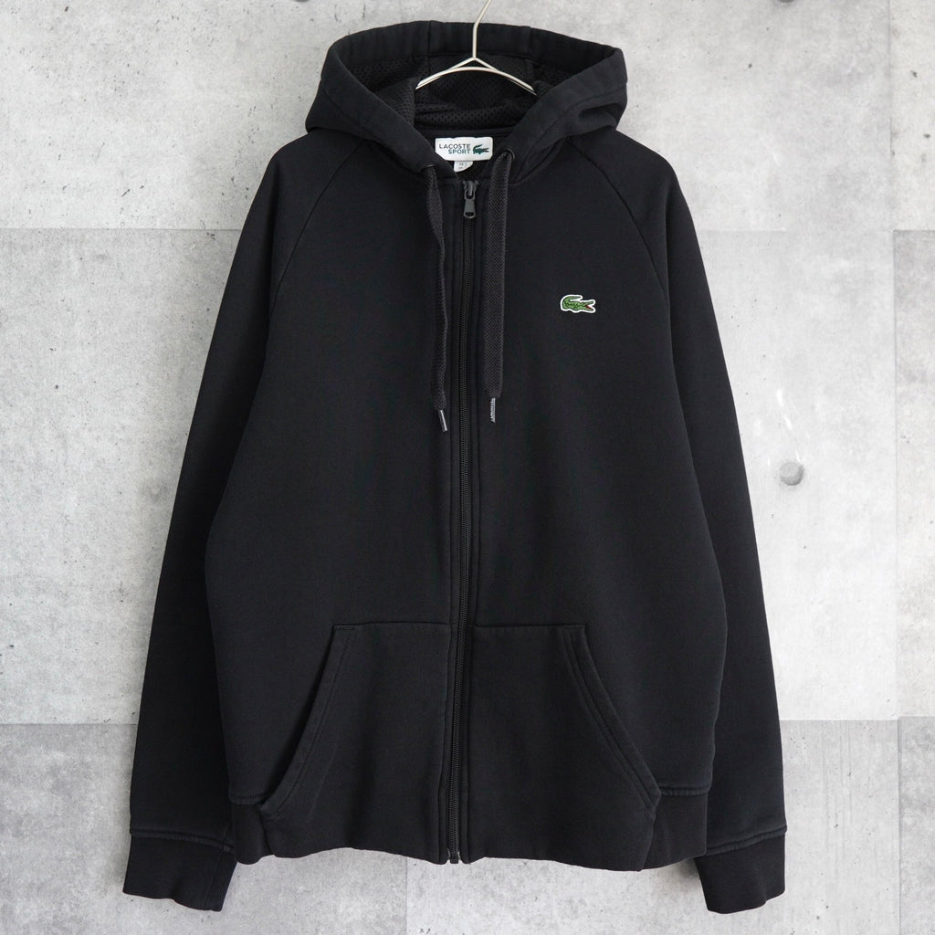 Lacoste 徽标拉链连帽衫派克大衣黑色