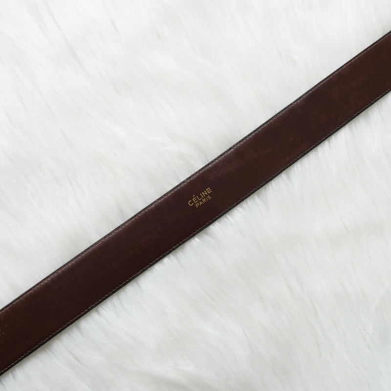 セリーヌ ヴィンテージ サルキー 輪馬車 レザー ベルト ブラウン / ゴールド レディース - NEWSED